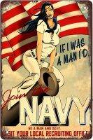 Old WWII US Navy Poster Recruiting pin up Girl Retro Funny Metal Sheet Signs, Wall Decoration vintage metal plate