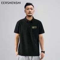 EERSHENSHI แขนสั้นแบบหลวมของผู้ชายเสื้อโปโลเสื้อยืดลำลองพิมพ์ลายปกแขนสั้น