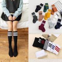 【CC】☍┇⊙  Korea Socks Warm Calf Cotton Knee Fashion Ladies Striped School