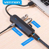 Vention USB HUB 3 พอร์ต USB 3.0 Hub พร้อม RJ 45 Gigabit Ethernet Adapter USB 3.0 HUB พร้อมพอร์ต Micro USB Power สำหรับ PC แล็ปท็อป Hard Disk USB 3.0 HUB