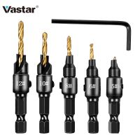 Vastar 5ชิ้นหลุมนำร่องเจาะชุดบิตเจาะซิงค์เคาน์เตอร์สว่านงานไม้สำหรับขนาดสกรู #5 #6 #8 #10 #12