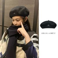 2022 Hallyu New Jennie with The Same Paragraph Embroidered Wool Beret Hat Women 39;s Autumn and Winter All match Korean Painter Hat