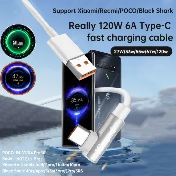 For Xiaomi 120W Charger EU US Fast Charge 6A Type C Data Cable For Mi13  Black Shark 4S 5 RS Pro Redmi Note 12 11 Pro Cell Phones