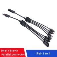 1 Pair 4 To 1 Y Type Solar PV Branch Parallel Cable Connector Adapters 1000V 30A With 4mm2 Solar Cable For Photovoltaic System