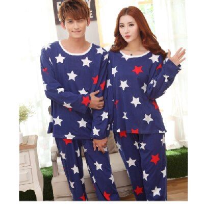 JXMY Women Pajamas Set Long Sleeve Couple nightwear Lovers sleepwear