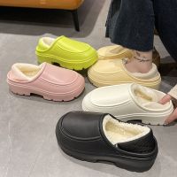 【cw】 Platform Clogs Men Warm Slippers Indoor Non slip EVA Injection Shoes Cotton 【hot】 !