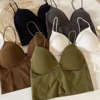 COD SDGREYRTYT Ladies Camisole Slim Fit Sexy Stretch Push Up Bra with Chest Pads Knitted Crop Top Short Tube Top V-Neck Tops Bralette