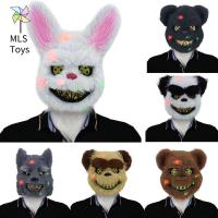 MLS Seluruh Wajah ปาร์ตี้หน้ากากเรืองแสงในที่มืดอุปกรณ์ประกอบฉากงานเลี้ยง LED อุปกรณ์ประกอบฉากปาร์ตี้หมวกกันน็อคกระต่ายเรืองแสง Led เรืองแสงกระต่ายฮาโลวีน