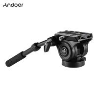 Andoer VH05 Camera Camcorder Tripod Head Fluid Drag Pan/Tilt Head with Quick Release Plate Aluminum Alloy Support 5kg/11Lbs for Canon Nikon Sony A7 Panoramic Photo Video