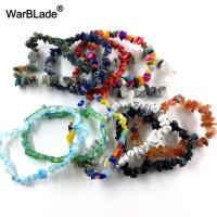 WarBLade 10pcs Natural Gem Stone Bracelet Stretch Chip Beads Nuggets Garnet Crystal Black Onyx Bracelet Bangles For Women