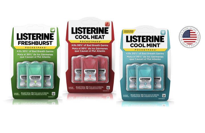 Listerine PocketPaks Portable Breath Strips (3 Packs of 24) | Lazada PH