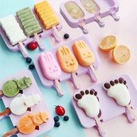 【CW】 Cartoon Mold Silicone Popsicle Reusable BPA Pop With Lids and Sticks