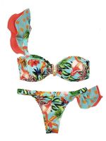 hotx 【cw】 2023 Bikinis Swimsuit Print Swimwear Set Ruffle Bathing Beachwear Biquini female