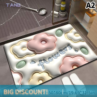 ?【Lowest price】TANG พรมลายการ์ตูน3D ขยายลายดอกไม้พรมไดอะตอมอะตอมอะตอมสำหรับทางเข้าห้องน้ำแผ่นซับน้ำกันลื่นนุ่มลายไดอะตอม