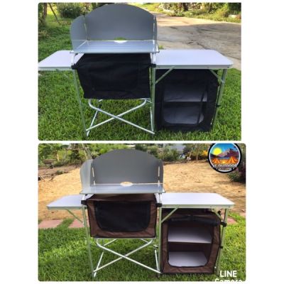 +พร้อมส่ง+ชุดโต๊ะครัวแค้มป์ปิ้งชุดใหญ่ cooking camping table พร้อมช่องใส่อุปกรณ์ครัว สินค้ามือ 1