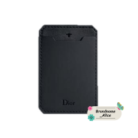 แท้? ใส่การ์ด Dior smartphone card holder หนังสีดำ พร้อมกล่อง ติดหลังเคสโทรศัพท์