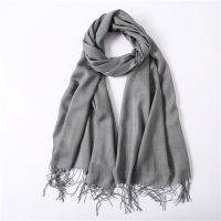 hang qiao shop Women solid color cashmere scarves with tassel lady spring autumn thin long scarf high quality female shawl