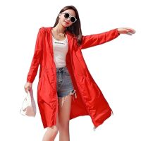 【CC】 2022 Womens Protection Clothing Thin Windbreaker Sleeve Hooded Breathable Anti-UV Coats KW487