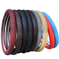 Universal 38cm/15 quot; Diameter PU Leather Steering Wheel Covers Anti slip Skidproof Durable Steering Wheel Cover