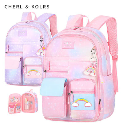 CHERL &amp; KOLRS กระเป๋าเป้สะพายหลังของเด็กกระเป๋านักเรียนน่ารักน้ำหนักเบาและสามารถใส่ของได้มาก