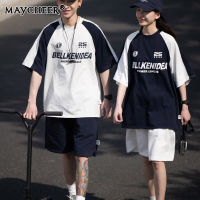 MAYCHEER   เสื้อยืดผู้ชายแขนสั้นวินเทจสำหรับการออกแบบฤดูร้อนเป็นเสื้อแบบหลวมลำลองอเนกประสงค์