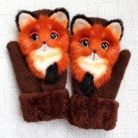 Gloves Women Animal Pattern Gloves Autumn And Winter Warmth Plush Knitted Gloves Fashion Cute For Women