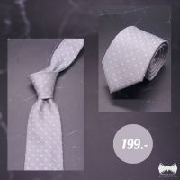 เนคไทสีเทาลายจุดแดง - Grey Necktie With Red Dot บริการเก็บเงินปลายทาง