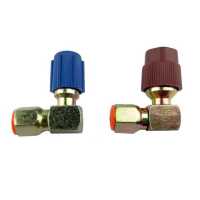 Gazechimp Pair A/C Adapter Retrofit 7/16L 3/8H R12 to 134a 90 Degree Blue+Red Caps