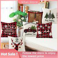 VITAL STORE Gifts Sofa Red Xmas Decor Christmas Pillow Case Cushion Cover Cotton Linen