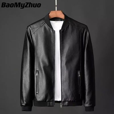 ZZOOI Autumn Winter Leather Jacket Coat Men Bomber Motorcycle PU Jacket Plus Size 8XL Causal Vintage Black Biker Pocket Zipper Jackets