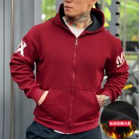Michael the original fitness hooded long-sleeved fleece on the male in the spring and autumn winter training thickening and hair loose cardigan leisure coat tide