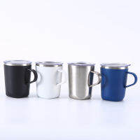 Mug Baja Tahan Karat 304สุดสร้างสรรค์ปกของอาลักษณ์โปร่งใสสำนักงานพกพาถ้วยฉนวนกันความร้อนสุญญากาศที่จับคู่ CupQianfun