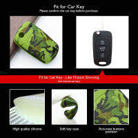 HushdgSilicone Flip Car Key Case สำหรับ Kia K2 K5 Sportag Hyundai Elantra I30 IX35 3ปุ่มพับรีโมท Fob Shell Cover พวงกุญแจ Bagkouh