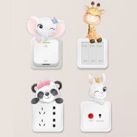 6pcs Kawaii Cartoon Animal Switch Sticker Cute Elephant Panda Giraffe Sticker Decorative Wall Sticker for Childrens Room Wall Stickers Decals