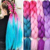 HUAYA 24 Inch Ombre Color Synthetic Braiding Hair Extension Wholesale Jumbo Braiding Hair Pink Purple Yellow Golden Colors