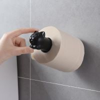Toilet Paper Holder Cat Kitchen Roll Holder Adhesive Wall Towel Rack Creative Bathroom Tissue Hanger Toilet Roll Holders
