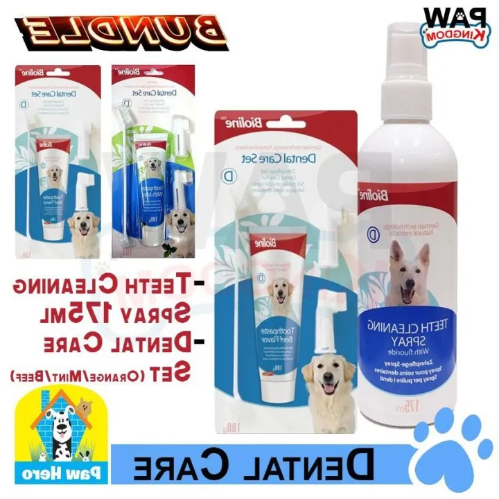 ☎☏ (BUNDLE) Bioline Dog Teeth Cleaning Spray 175ml WITH Bioline Dental