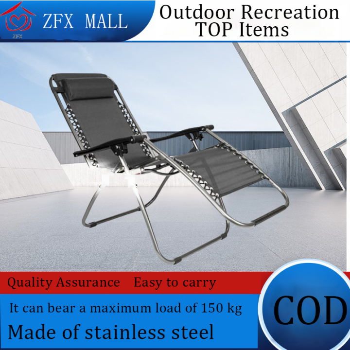 ZFX Folding Beach Chairs Camping Lazy Seat Reclining Portable