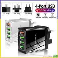 GuangZhouLiChaoPiF 【จัดส่งรวดเร็ว】4.1A Qc 3.0 4 พอร์ต USB หัวชาร์จเร็ว สากล US อะแดปเตอร์ชาร์จโทรศัพท์ เดินทาง อะแดปเตอร์ชาร์จติดผนัง