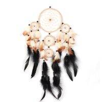 {คลังสินค้าพร้อม} ห้าห่วงสีน้ำตาล Feathers Dream Catcher ที่แขวนผนัง Home Car Decor Craft