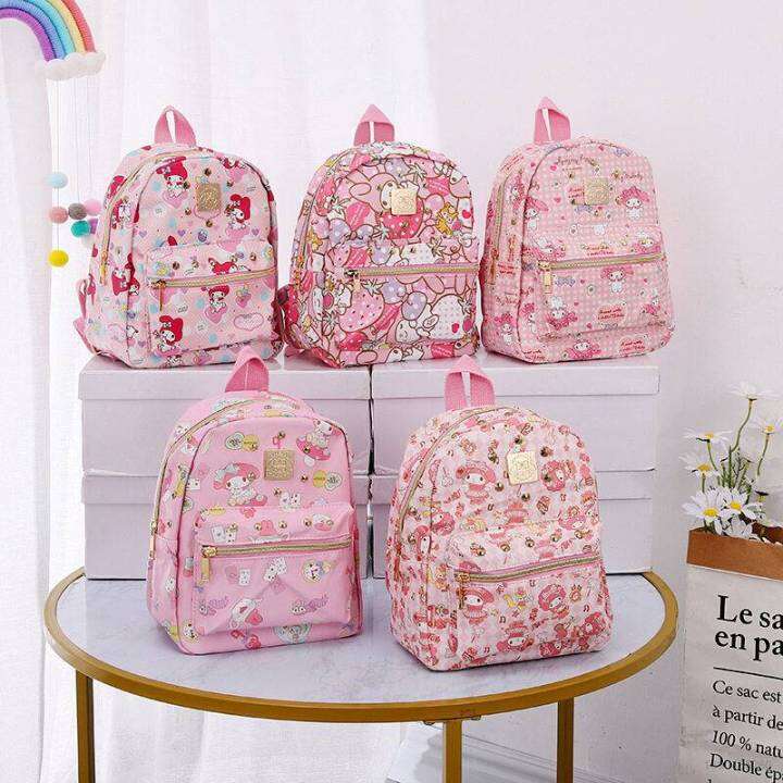 sanrio-mymelody-hellokitty-backpack-for-kids-student-large-capacity-waterproof-printing-leisure-multipurpose-bags