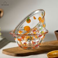 【The bowl of oranges】 320/600Ml บนโต๊ะอาหารดอกไม้ชามแก้วชามครัวโปร่งใสสำหรับสลัดธัญพืชซุปเตาอบไมโครเวฟร้านอาหารชามก๋วยเตี๋ยว