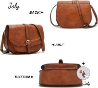 กระเป๋าสะพายข้างผู้หญิง Saddle Purse Satchel Bag Top-Handle Shoulder Handbags Brown