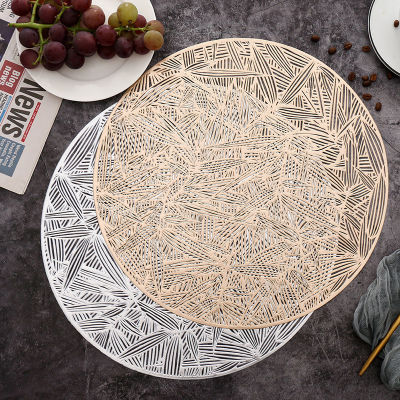 Round Bamboo Leaf Insulation Pad Nordic Placemat Decorative Hollow Ins Home Kitchen Anti-scalding Table Place Mat