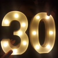 60th 50th 40th 30th จำนวน2ชิ้นโคมไฟไฟกลางคืนสาย LED สุขสันต์วันเกิดอุปกรณ์ประกอบฉากตกแต่งงานปาร์ตี้