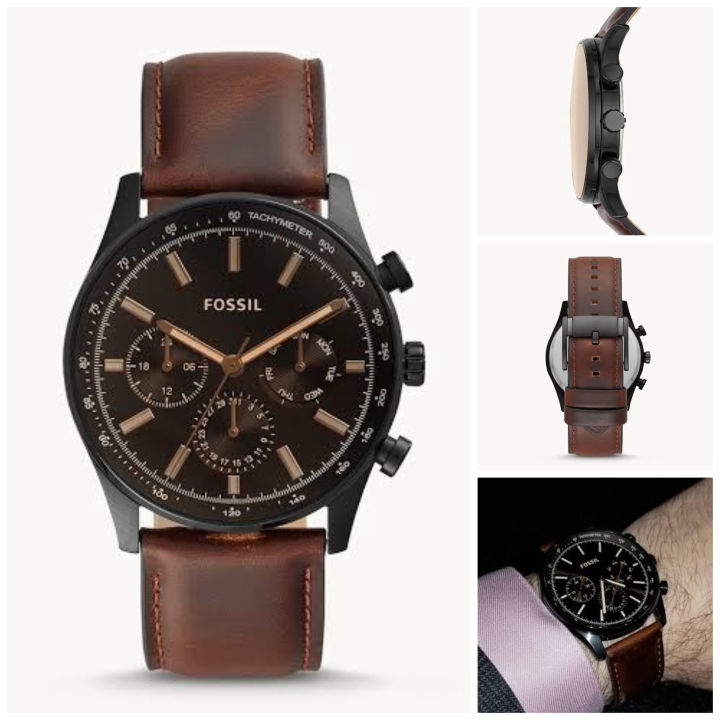 FOSSIL Sullivan Multifunction Brown Leather Chronograph Watch BQ2457 |  