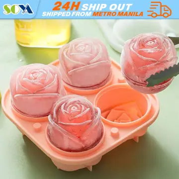 3D Rose Ice Molds Ice Cube Tray Flower Shaped Ice Cube Making Mold Food  Grade Silicone Big Ice Ball Maker kitchen accessories