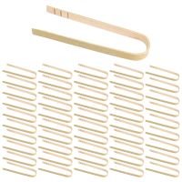 50Pcs Tongs Disposable Cooking Utensils Mini Bamboo Tongs Natural Toast Tongs for Cooking