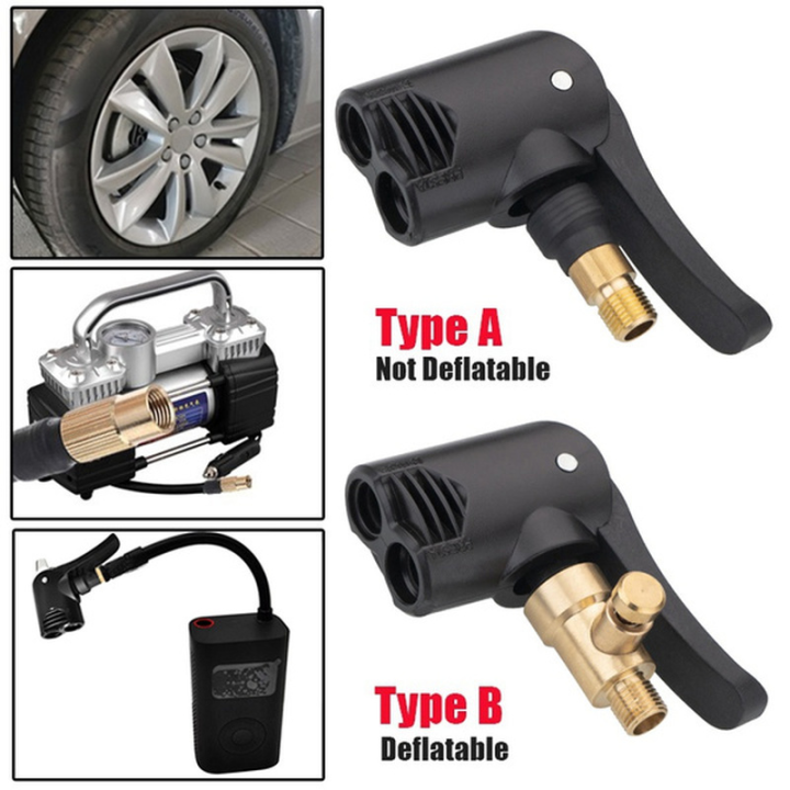 Auto Tire Valve Pump Nozzle Clamp Deflated Car Motorcycle Bike Air Chuck Inflator Inflatable