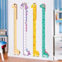 Cartoon Baby Dinosaur Kids Height Sticker PVC Self Adhesive Giraffe Unicorn Children Height Ruler Animal Wall Sticker Home Decor Stickers